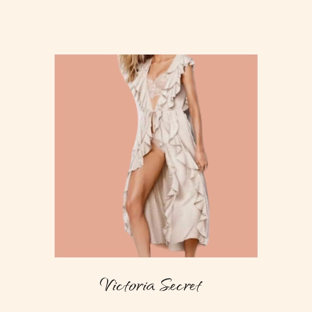 Victoria Secret White Polka Dot Robe